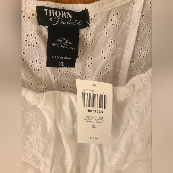 NWT Thorne & Fable Lace Crop Top - Picture 3 of 3